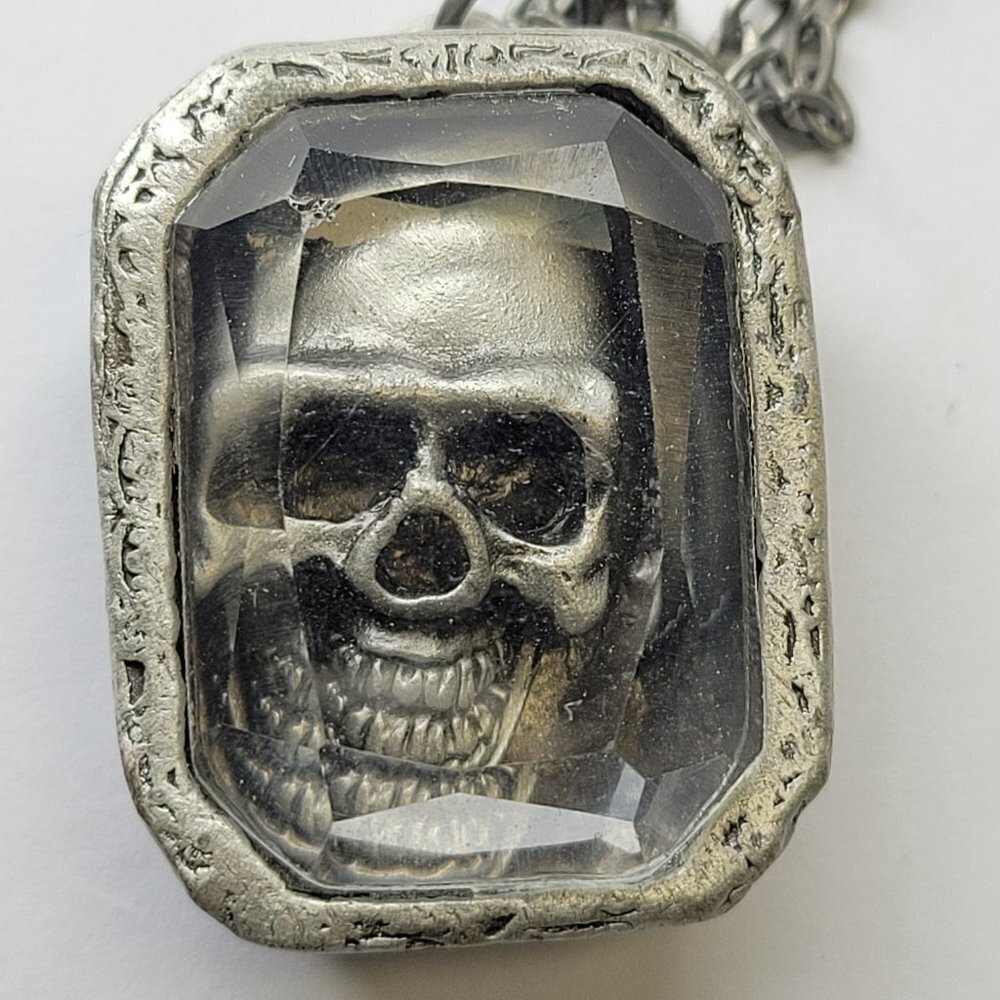 Vintage Skull Necklace, Skull Pendant, Skeleton Fashion Pendant Long Necklace